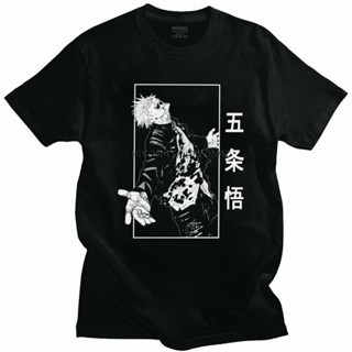 แฟชั่น 🔥 เสื้อยืด Jujutsu Kaisen พิมพ์ลาย Anime เสื้อยืดคอกลมสำหรับผู้ชายและผู้หญิงสีดำ 🔥 เสื้อผ้า