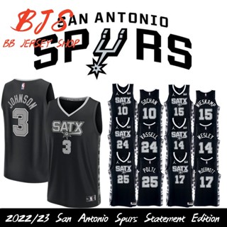 【BJS �� เสื้อกีฬาแขนสั้น ลายทีม San Antōnio Spurs Declaration Jersey Edition NO. 2022/23 ลูกบาสเก็ตบอล 3Keldon Johnson