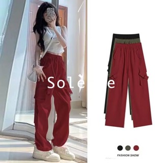 Solenne  กางเกงขายาว กางเกงคาร์โก้ Vintage Cargo pants 2023 NEW Style สวย Korean Style ins ทันสมัย A20M07H 36Z230909