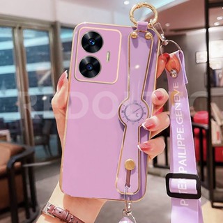 เคส Realme C55 6D สายรัดข้อมือเคสโทรศัพท์พร้อมสายคล้องไหล่แบบยาวกระเป๋าสะพายข้างพร้อมตัวป้องกันกล้อง