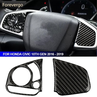 Forevergo ฝาครอบพวงมาลัยรถยนต์ คาร์บอนไฟเบอร์ สําหรับ Honda Civic 10th Gen 2016-2019 H7R9 2 ชิ้น