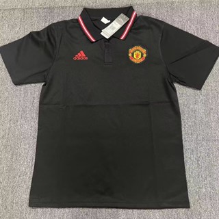 เสื้อโปโลแขนสั้น ลายทีมชาติฟุตบอล Manchester United แห้งเร็ว ไซซ์ S - XXL ไซซ์ 23-24 สีดํา สําหรับผู้ชาย