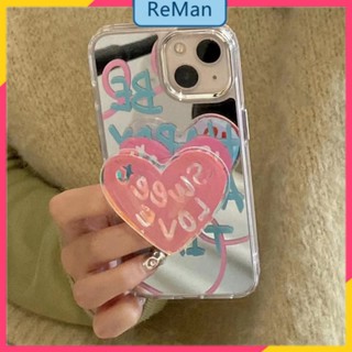 เคสโทรศัพท์มือถือ ลายตัวอักษร หัวใจ มีกระจก สไตล์เกาหลี สําหรับ Apple Iphone 14Promax 13 12 14Promax 14plus 13 12pro 12 11 pro max Xr Xs max 7 8 Plus 13 pro max 13 12 12pro 11promax 11