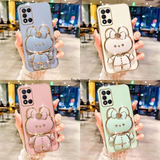 เคส Oppo A52 A72 เคส Oppo A92 เคส Oppo A74 A95 เคส Oppo A1K Casing Oppo A1 Pro Case Oppo A16K A16E Case Oppo Reno4 Lite Reno4F Case Cute Bunny Bracket Cartoon Stand Vanity Mirror Rabbit Holder Phone Cover Cassing Cases Case KT โทรศัพท์มือถือ