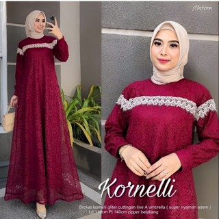 Kornelli Dress l Korneli Maxy ชุดเดรสยาว สไตล์มุสลิม โมเดิร์น สําหรับสตรี เหมาะกับงานปาร์ตี้ XL