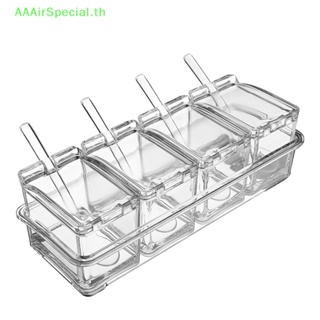 Aaairspecial ขวดอะคริลิคใส 4 ช่อง สําหรับใส่เครื่องเทศ เครื่องปรุง น้ําตาล เกลือ