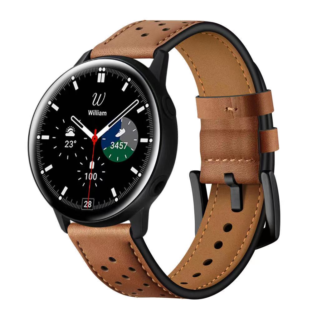 สายนาฬิกาข้อมือหนัง 20 มม. ระบายอากาศ สําหรับ Samsung Galaxy watch 6 5 4 44 40 มม. Galaxy4 6 Classic 47 43 มม. 46 42 มม. Galaxy watch 5 4 40 มม. 44 มม.