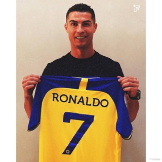 เสื้อกีฬาแขนสั้น ลายทีมชาติฟุตบอล Ronaldo No.7 Al Nassr HQ7 2022-2023 พลัสไซซ์ สําหรับผู้ชาย และผู้หญิง QH7