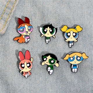 เข็มกลัด รูปการ์ตูนอนิเมะ Powerpuff Girls น่ารัก เครื่องประดับ สําหรับเก็บสะสม ให้เพื่อน