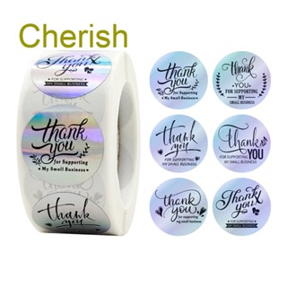 Cherish สติกเกอร์โฮโลแกรม ลาย Thank You สีรุ้ง หลากสี สําหรับติดตกแต่ง 500 ชิ้น
