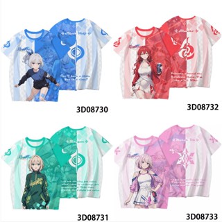 23 Honkai: เสื้อยืดแขนสั้น คอสเพลย์ พิมพ์ลายอนิเมะ Star Rail Himeko 3D สีเงิน แฟชั่นสําหรับทุกเพศ