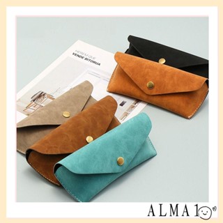 Alma กระเป๋าใส่แว่นตา, กล่องแว่นกันแดด หนังนิ่ม พับได้, เคสป้องกัน สีพื้น แบบพกพา สําหรับทุกเพศ