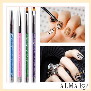 ALMA แปรงปากกาแต่งแต้มจุด อะคริลิค คริสตัล ยูวีเจล ลายดอกไม้ สําหรับตกแต่งเล็บ