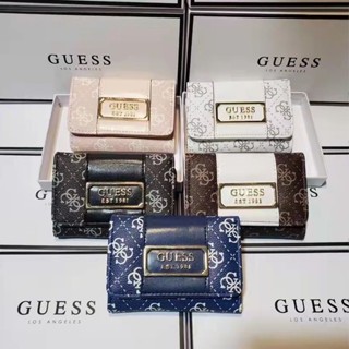 Guess guess Home Youth กระเป๋าสตางค์ ใบสั้น พิมพ์ลาย สไตล์ยุโรป อเมริกัน เรโทร ใส่บัตร เหรียญ สําหรับผู้หญิง