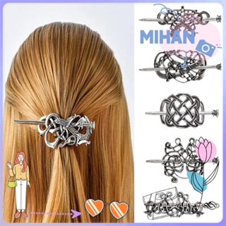 MIHAN Hair Accessories Celtic Hairpins Knot Hair Stick Viking Hair Clips Silver Barrette Women Girls Metal Vintage Hair Slide