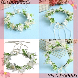 MELODG ที่คาดผม ลายดอกไม้ เครื่องประดับ สําหรับเจ้าสาว