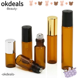 Okdeals ขายดี ขวดเปล่า สําหรับใส่น้ําหอม น้ํามันหอมระเหย 1 2 3 5 10 มล. แบบพกพา สีเหลืองอําพัน