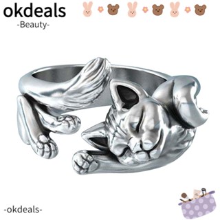 OKDEALS แหวน รูปแมวน่ารัก สามารถปรับได้ เครื่องประดับ