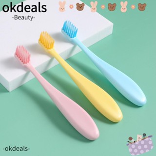 OKDEALS แปรงสีฟันพลาสติก ขนแปรงนิ่ม ขนาด 13 ซม. ดูแลช่องปาก สําหรับเด็กอายุ 2-12 ปี 9 ชิ้น