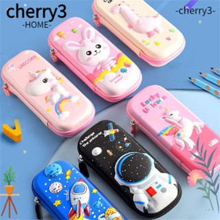 Cherry3 กระเป๋าดินสอ EVA ลายการ์ตูนน่ารัก 3D สีชมพู สําหรับเด็กผู้หญิง โรงเรียน