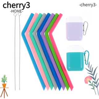 CHERRY3 หลอดดูดน้ําซิลิโคน เกรดพรีเมี่ยม ใช้ซ้ําได้ สําหรับดื่มอาหาร จํานวน 12 ชิ้น