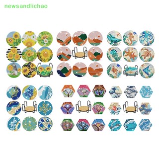 Newsandlichao 6/8 ชิ้น DIY เพชร Paing Coaster สัตว์เครื่องดื่มถ้วยเบาะพร้อมที่วางที่รองแก้ว Nice