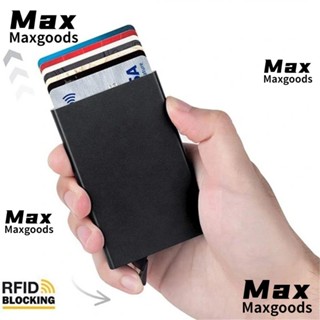 Maxg กระเป๋าใส่บัตร RFID ป๊อปอัพอัตโนมัติ บล็อก RFID สําหรับผู้ชาย