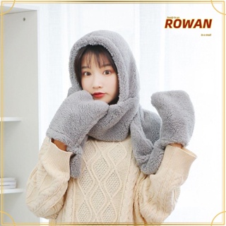 Rowans หมวกบีนนี่ ให้ความอบอุ่น สีพื้น แฟชั่นฤดูหนาว สําหรับผู้หญิง