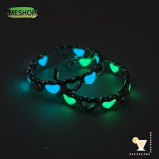 ME 1PCS Fashion Luminous Finger Rings Finger Rings Hand Decoration Heart Ring Creative Couple Personality Adjustable Glowing In Dark Hollow Out Ring/Multicolor