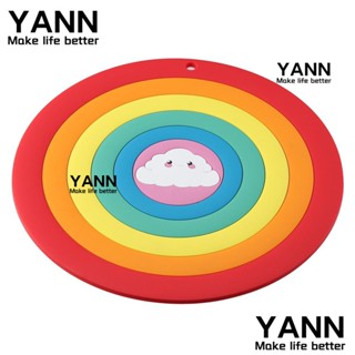 Yann1 แผ่นฉนวนกันความร้อน กันลื่น สีรุ้ง ทนทาน แขวนได้ ทําความสะอาดง่าย สําหรับรองแก้ว ตกแต่งบ้าน ห้องครัว