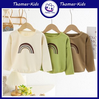 [THOMAS Kids] เสื้อกันหนาวแขนยาว คอกลม พิมพ์ลายสายรุ้ง แฟชั่นฤดูใบไม้ผลิ ฤดูใบไม้ร่วง สําหรับเด็กผู้หญิง และเด็กผู้ชาย 2-9 ปี