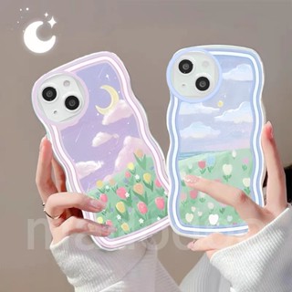 ins Flower Casing Redmi 9T Note 7 6 5 Pro 4 4X Plus S2 BFF Tulip Sun And Moon Cloud Tpu Fine Hole Wavy edge Airbag Shockproof Lens Phone Case BW 77