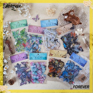 FOREVER สติกเกอร์ผีเสื้อ สติกเกอร์หลากสี สติกเกอร์ PET วินเทจ 320 ชิ้น สําหรับเคสโทรศัพท์