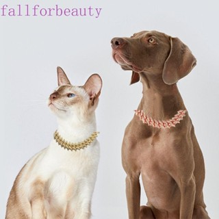 Fallforbeauty สร้อยคอโซ่โลหะ ประดับเพชรเทียม สีโรสโกลด์ สีเงิน สําหรับสุนัข