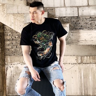 เสื้อยืดแขนสั้น พิมพ์ลายการ์ตูนเต่านินจา สไตล์ยุโรป และอเมริกา สําหรับผู้หญิง และนักเรียน