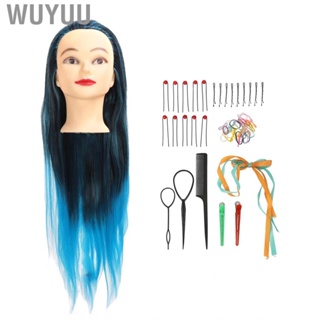 Wuyuu Hair Mannequin Training Head Beautiful Practical Blue Comfortable Hand Feeling Skin Friendly with Comb for Salon