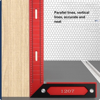 Tool House.ay ไม้บรรทัดงานไม้ L ประเภทการทำเครื่องหมายการวัด Scribing Square Hole Ruler Right Angle Line เครื่องมือวัด