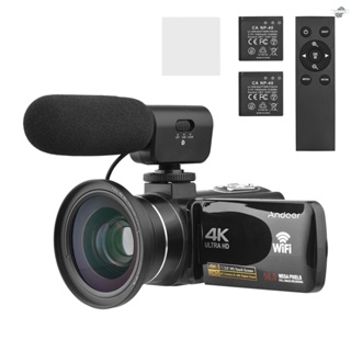 {fly} Andoer กล้องบันทึกวิดีโอดิจิทัล 4K WiFi DV 56MP ซูม 18X หน้าจอสัมผัส IPS 3.0 นิ้ว รองรับการตรวจจับใบหน้า เวอร์ชั่นกลางคืน IR กันสั่น พร้อมแบตเตอรี่ 2 ชิ้น