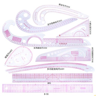 Yili ไม้บรรทัดวาดภาพ วัดแม่แบบ DIY สําหรับเย็บผ้า ผ้าห่ม ชุดละ 9 ชิ้น