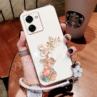 เคสโทรศัพท์มือถือ แบบนิ่ม ลายดอกพลัม 3D พร้อมสายคล้องมือ สําหรับ VIVO Y78 Y36 Y27 Y02 Y02T Y02A V27 V27E V25 Pro V25e 5G 4G Y78