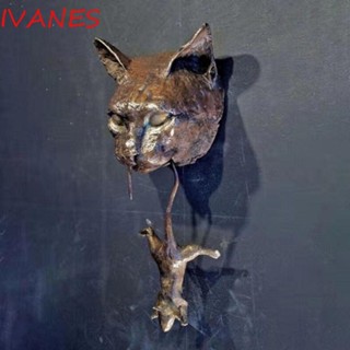 Ivanes ที่เคาะประตู เรซิน รูปแมว และหนู อเนกประสงค์ สีบรอนซ์ สไตล์โบราณ สําหรับแขวนผนัง รั้ว สวน
