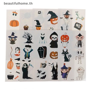 ｛Halloween Decor｝สติกเกอร์รอยสักเรืองแสง ลายแม่มด ฮาโลวีน 10 แผ่น