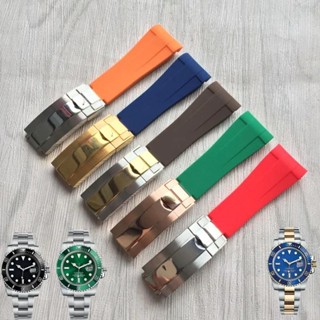 สายนาฬิกาข้อมือยาง จุ่มได้ 40 มม. สีดํา สําหรับ rolex GMT Daytona Straps 20 มม.