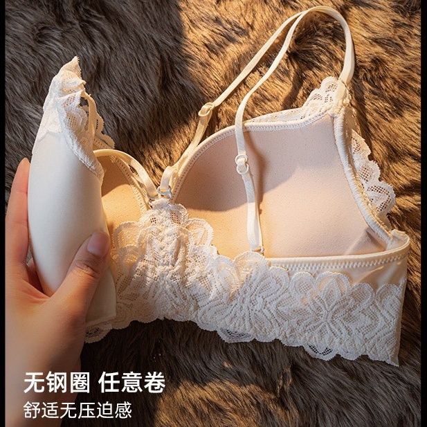 32-38abc ชุดชั้นในสตรี กระดุมหน้า หน้าอกเล็ก โชว์หน้าอกใหญ่ แบนพิเศษ สีขาว สายสะพายไหล่ ด้านหลังสวยงาม - รูปที่ 6