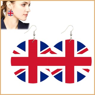 ต่างหูระย้า จี้ธงอังกฤษ ทรงกลม รูปธง UK สําหรับผู้หญิง
