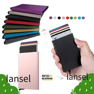 Lansel RFID กระเป๋าสตางค์ ใส่บัตร อัตโนมัติ ป๊อปอัพ บล็อก RFID