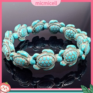 Mic_ สร้อยข้อมือชายหาด รูปเต่าทะเล สีเขียวขุ่น สไตล์ฮาวาย