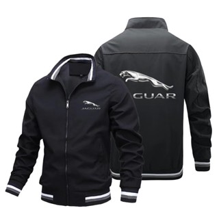 Jaguar LOGO baseball uniform car shop custom work clothes F-PACE I-PACE XJ F-TYPE XE XF outdoor driving stand collar large size long-sleeved sweater Aviator Jacket