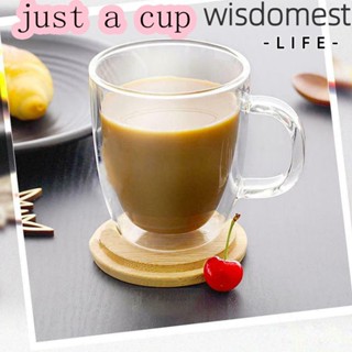 Wisdomest แก้วชา กาแฟ นม เบียร์ แบบสองชั้น มีฉนวนกันความร้อน