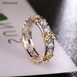 [highbuying] แหวนหมั้น ฝังเพทาย แวววาว เรียบง่าย เครื่องประดับแฟชั่น สําหรับผู้หญิง ของขวัญแต่งงาน สินค้าใหม่